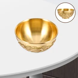 Bowls Treasure Basin Decoration Tabletop Golden Tone Bowl Office Desktop Chinese Brass Offering