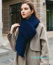 Wool Scarf Female Autumn and Winter Thick Knit Scarf Women Handmade Scarves