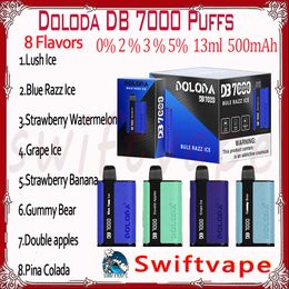 Doloda DB7000 Puff Disposable E Cigarette 8 Flavours 14ml 0% 2% 3% 5% 500mAh Rechargeable Battery 7k Puffs Vapes Pen Starter Kit Authentic Wholesale