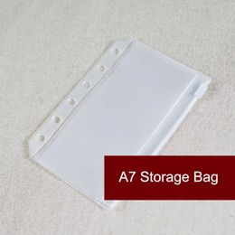 Filing Supplies 20pcs A7 File Holders Standard 6 Holes Transparent PVC Loose Leaf Pouch SelfStyled Zipper Document Card Product Binder 231219