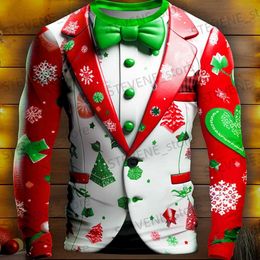 Men's T-Shirts New Christmas Dress Print T-Shirt Cotton For Men Long Sleeve Tops Fashion Designer Clothing Extra Large Size Christmas Clothing T231219