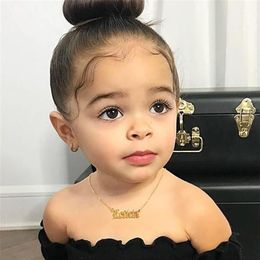 Pendant Necklaces Stainless Steel Baby Jewelry Personalize Name Choker Girls Necklace Kids Children Numbers Boy Custom2766