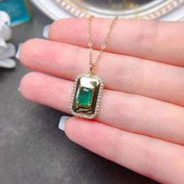 Pendants 925 Silver Emerald Pendant 5mm 7mm Natural Necklace 5 Layers Of 18K Gold Plated Colorfast