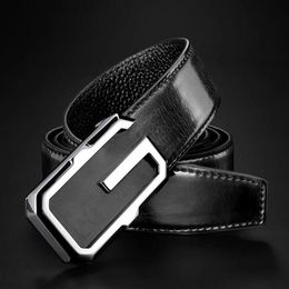 Men leather fashion personality young business leisure cowhide belt middle-aged smooth buckle A15223H