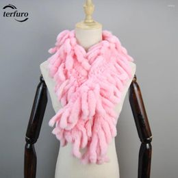 Scarves Sell Winter Scarf For Women Luxury Neck Warmer Muffler Lady Female Natural Real Rex Fur Fringed