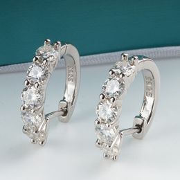 Passed Test Diamond Men Women Earrings 925 Sterling Silver 3mm 3.5mm Round Moissanite Earrings Hoops Nice Gift