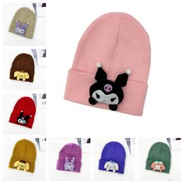 Anime Beanie Cute Kawaii Beanie Knit Hats, designer Funny plush Hat Winter cartoon dog Skiing Slouchy Warm Cap for kid 9color