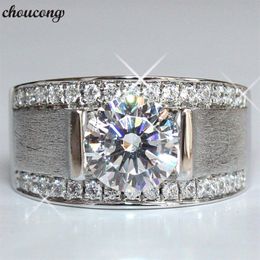 choucong 2018 Solitaire Men ring 7mm Diamond 925 Sterling Silver Engagement Wedding Band rings For men Fashion Jewelry251t