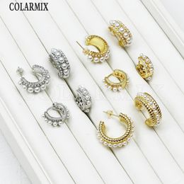 Dangle Chandelier 5 Pairs Classic Tiny Pearls Hoop earrings Chic Metallic Elegant Zirconia Women Jewellery earrings Fashion Jewellery 30602 231218