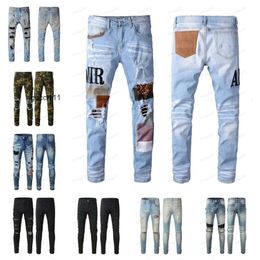 Army amari s amirl Denim amirlies am Slim amis For imiri amiiri Biker Mens Straight Womens Designers Men Jeans Print Distressed Ripped Fashion Mans Skinny Pants 3WVU