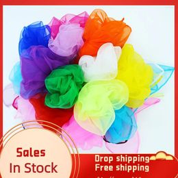 Scarves 45 45cm Girls Dancing Small Silk Kids Performance Candy Colour Square Scarf Red Yellow Green Chiffon Neckerchief