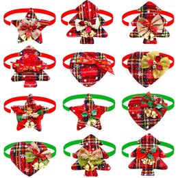 Dog Apparel 50PCS Christmas Supplies Bow Tie With Bell Bowties Neckties For Dogs Grooming Pet Christmsa Accessories