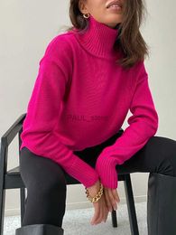 Women's Sweaters Rose Red Autumn Winter Women's Sweater Pullover 2023 Basic Green Turtleneck Oversize Jumper Vintage Knitted Sweaters for WomenL231213