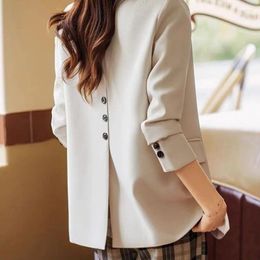 Women's Suits Spring And Autumn Khaki Black Green Solid Formal Blazers Coats Female Long Sleeve Single Button Straight For Ladies Tops