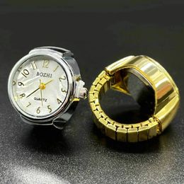 Band Rings 2023 Golden Ring Watch For Women Men Round Quartz Arabic Numerals Dial Band Ring Creative Finger Jewelry 231219