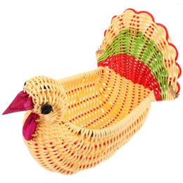 Dinnerware Sets Storage Woven Basket Tray Hamper Peacock Sundries Baskets Imitation Rattan Pp Fruit For Kitchens Holder Countertop