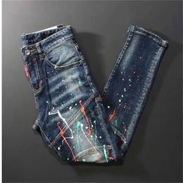 2023 Designer Mens Amires Jeans Hip-hop Fashion Zipper Hole Wash Jean Pants Retro Torn Fold Stitching Men Designer Jeans for Mens Denim 841