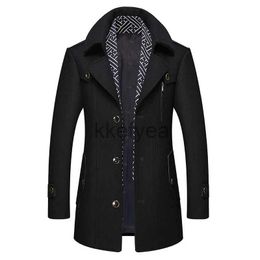 Men's Jackets Autumn Winter Mens Wool Trench Coats Fashion Middle Long Jacket Male Double Collar Zipper Coat Windbreak Woollen Overcoat J231219