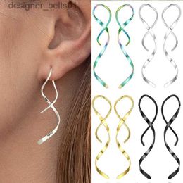 Dangle Chandelier Simple Spiral Threader Earrings Irregular Helix Wave Curve Ear Line Cuff Stainless Steel Dangling Earring Women Fashion JewelryL231219