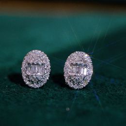 Jewellery Custom Hot Selling Diamond Earrings 18k White Gold South African Natural Oval Studs for Women