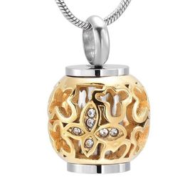 Pendant Necklaces Classic Gold Flower Bead Hold Tube Always In My Heart Keepsak Cremation For Ashes Urn Necklace Pet As335P