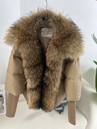 Women s Vests 2023 Large Real Silver Fur Collar with Knit Sleeve Winter Women Coat White Duck Down Jacket Super Fashion Outerwear Luxury 231219