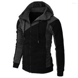 Men's Hoodies Last Slim Fitting Hooded Coat Contrast Color Slim-Fit Hood Jacket