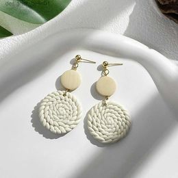 Dangle Chandelier ALLYES Handmade Braided Round Wood Polymer Clay Drop Earrings for Women White Green Geometric Pendientes Dangle Earrings JewelryL231219