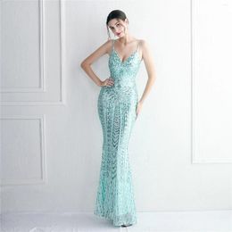 Party Dresses Est Mint Green Long Prom Gowns Bling Sequins Spaghetti Straps Sexy Mermaid Evening Dress Women Formal