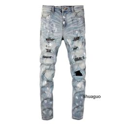 Diamond Pants amari Worn amirl Speckled amirlies Fashion am Denim amis 6626 imiri es amiiri Inlaid Designer Mens Jeans Clothing Out Jeans Hole Pants Slim Elasti R7V3