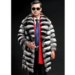 Men's Fur Faux fur coat imitation mink midlength winter clothes zebra print fashion casual 231218