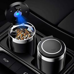 Car Cigarette Ashtray Cup With Lid LED Light Portable Detachable Vehicle Holder Interior Parts