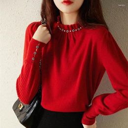 Women's Sweaters Korea Style Knitted 2023 Beading Button Fashion Women Autumn Pullover Sweater Basic Shirts Casual Knitting