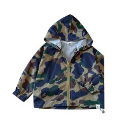 Fashion Kids camouflage jacket boys hooded long sleeve zipper outwear 2024 spring children all-matching casual clothes Z6168