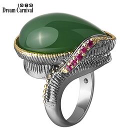 Band Rings DreamCarnival 1989 Amazing Price Vintage Ring Wedding Anniversary Green Fuchsia Zircon Golden Colour Edges Jewellery WA11614 231218