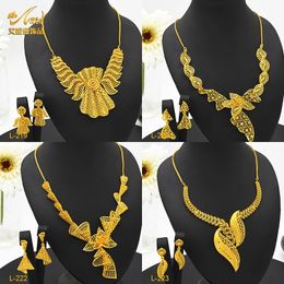 Wedding Jewelry Sets ANIID Dubai 24K Gold Plated Necklace Earring Set For Women Arabic Ethiopian Nigerian Party Choker Jewellery Gifts 231219
