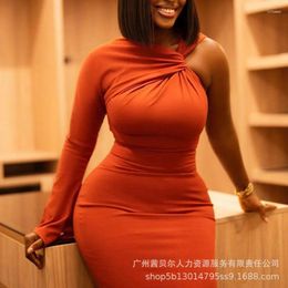 Casual Dresses Slim Sheath Dress High Waist Sexy Twisted Y2K Summer Bodycon Women Pure Colour Halter Off Shoulder Party
