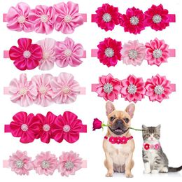 Dog Apparel 50PCS Valentine's Day Bowtie Diamond Pink Gril Small Cat Bow Tie For Dogs Gift Supplies