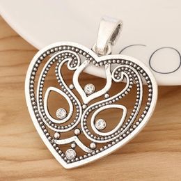 Pendant Necklaces 2 Pieces Tibetan Silver Tone Large Heart & Rhinestone Charms Pendants For DIY Necklace Jewellery Making Findings