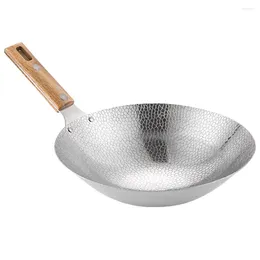 Pans Camping Cookware Stainless Steel Griddle Everyday Pan With Wok Accessories Kitchen For Stoves Handle