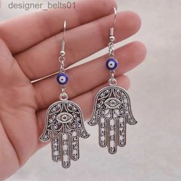 Dangle Chandelier Bohemian Hand of Hamsa Earrings for Good Luck Large Hand of Fatima Earrings Evil Eye Earrings Modern Hippie Gothic BohoL231219