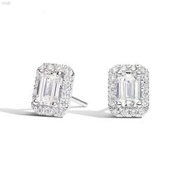 New Arrival 1.50ctw Emerald Cut Design Halo Diamond Stud Earring Jewellery Wholesale Price Gia Certified for Women