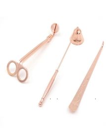 new 3 in 1 Candle Accessory Set Scissors Cutter Candles Wick Trimmer Snuffer Accessories Sets Rose Gold Black Silver EWA45106748864