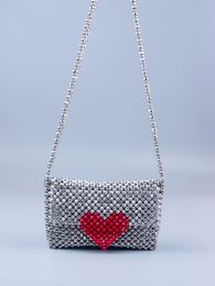 Evening Bags Shiny Simple Envelope Bag Handwomen Beaded One Shoulder Mobile Phone Acrylic Corner Crossbody 231219