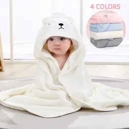 Blankets 80x80 Born Wrap Blanket For 0-2Y Baby 4 Seasons Absorbent Warm Children Bath Towel Coral Celvet Hooded