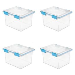 Storage Boxes Bins Sterilite 32 Qt Gasket Box Clear Base and Lid Blue Aquarium Set of 4 230715 LL