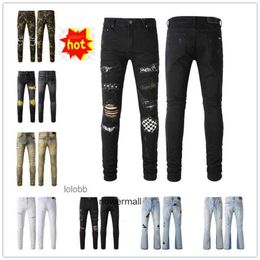 Biker amirlies am amis imiri amiiri New Arrivals Mens Luxury Designer Denim purple Jeans Holes Trousers Jean COOLGUY amari Pants Man amirl Clo TPBC