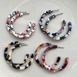 UJBOX New Japanese Korean Acetate Earrings Women Thin Big Acetic Acid Hoop Earrings Factory Whole244O