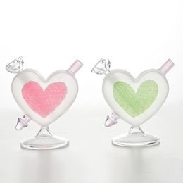 Sparkling Heart Bong Lover Shape Hookahs Heart Traveller Water Pipe with Colourful design Come with Smoking Bowl