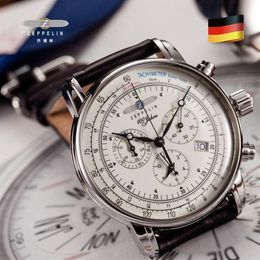 Wristwatches Zeppelin Airship Commemorative Version Retro Business Leisure Quartz Leather Watches Round Dial Wristband Men s Watch240q